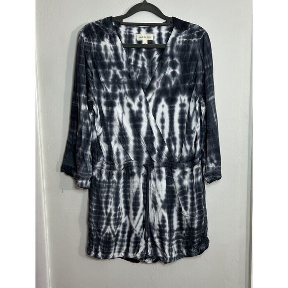 Cloth and Stone Tie Dye Sleeveless‎ Romper Gray White Pockets Size Medium - Picture 1 of 12